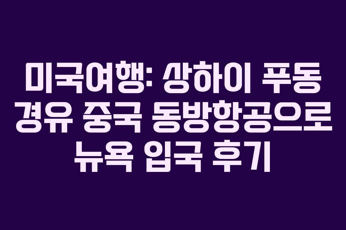 미국여행: 상하이 푸동 경유 중국 동방항공으로 뉴욕 입국 후기