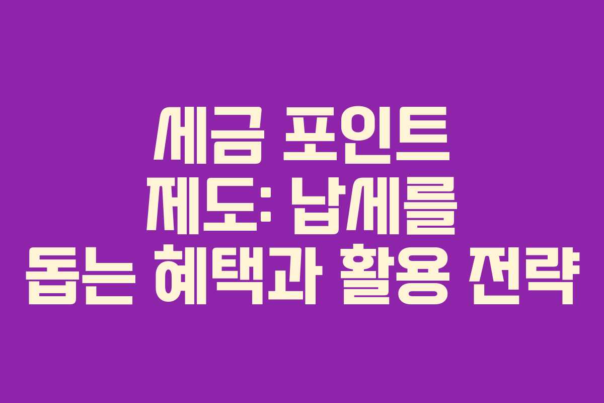 세금 포인트 제도: 납세를 돕는 혜택과 활용 전략