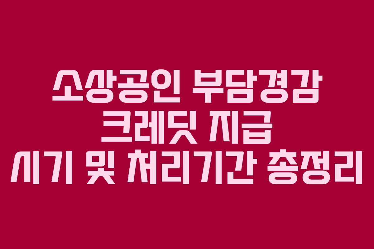 소상공인 부담경감 크레딧 지급 시기 및 처리기간 총정리 소상공인 부담경감 크레딧 지급 시기 및 처리기간 총정리