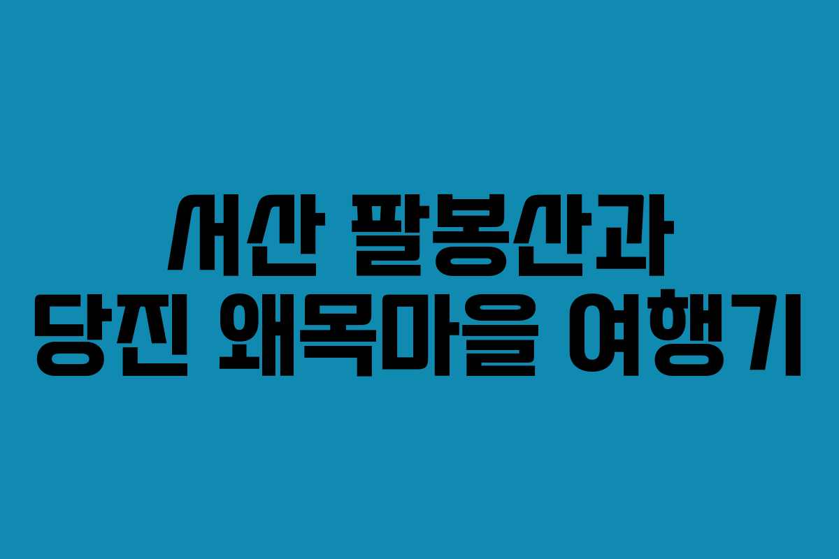서산 팔봉산과 당진 왜목마을 여행기 서산 팔봉산과 당진 왜목마을 여행기