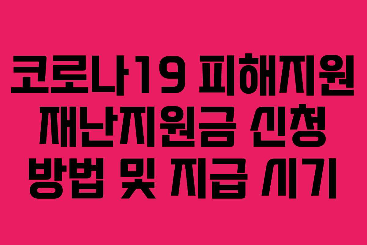 코로나19 피해지원 재난지원금 신청 방법 및 지급 시기 코로나19 피해지원 재난지원금 신청 방법 및 지급 시기