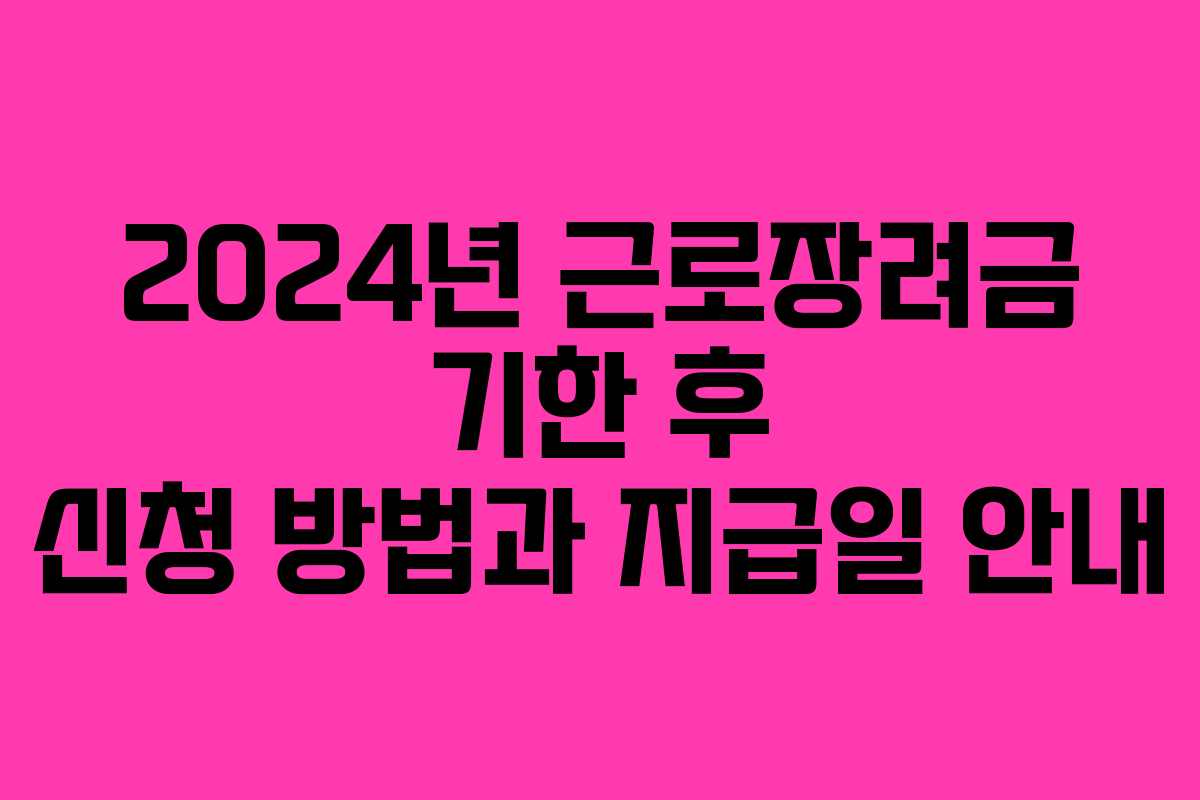 2024년 근로장려금 기한 후 신청 방법과 지급일 안내 2024년 근로장려금 기한 후 신청 방법과 지급일 안내
