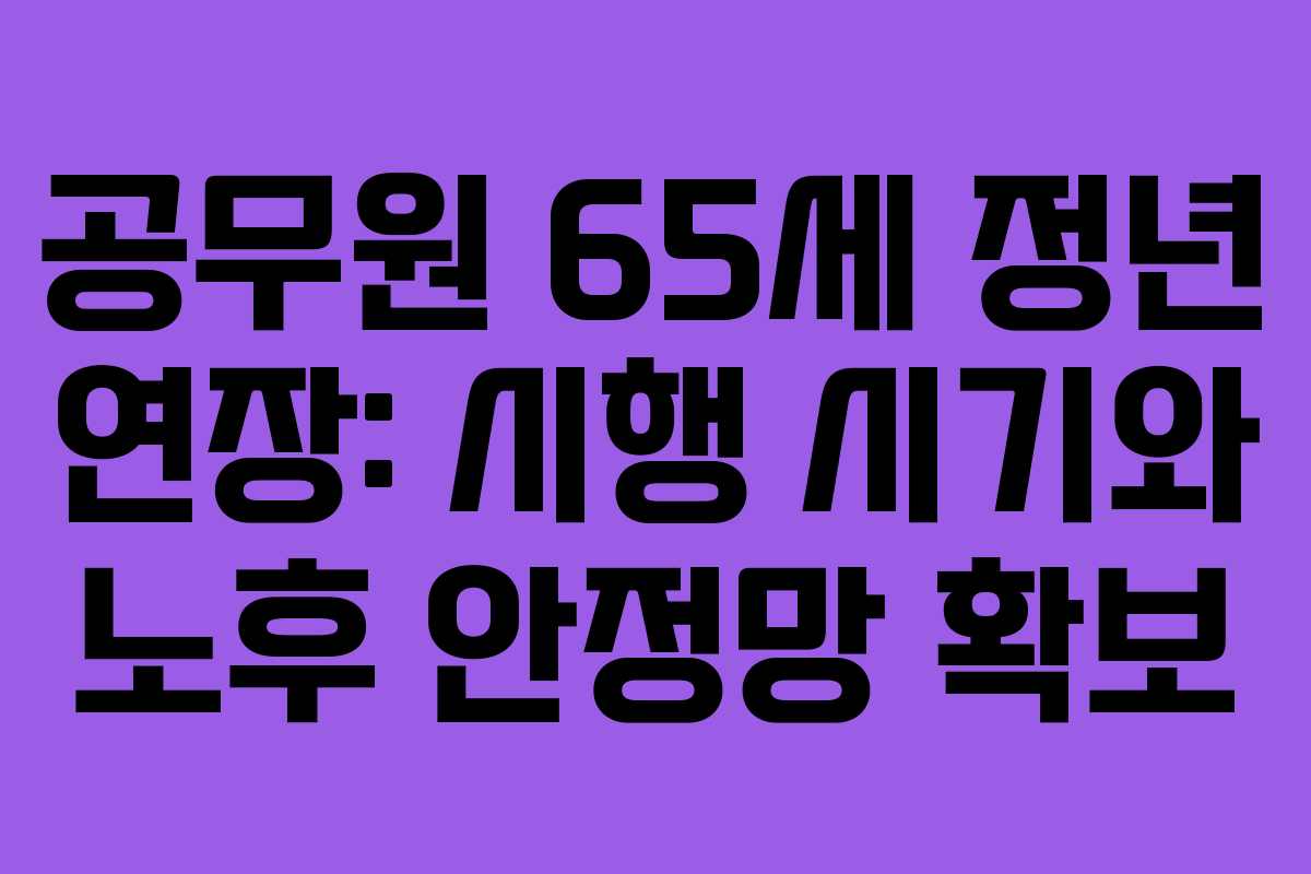 공무원 65세 정년 연장: 시행 시기와 노후 안정망 확보 공무원 65세 정년 연장: 시행 시기와 노후 안정망 확보