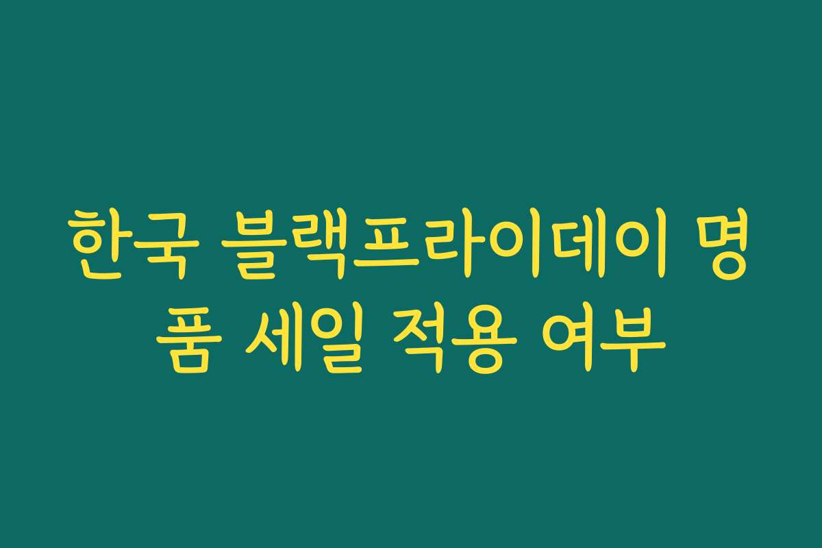 한국 블랙프라이데이 명품 세일 적용 여부 한국 블랙프라이데이 명품 세일 적용 여부