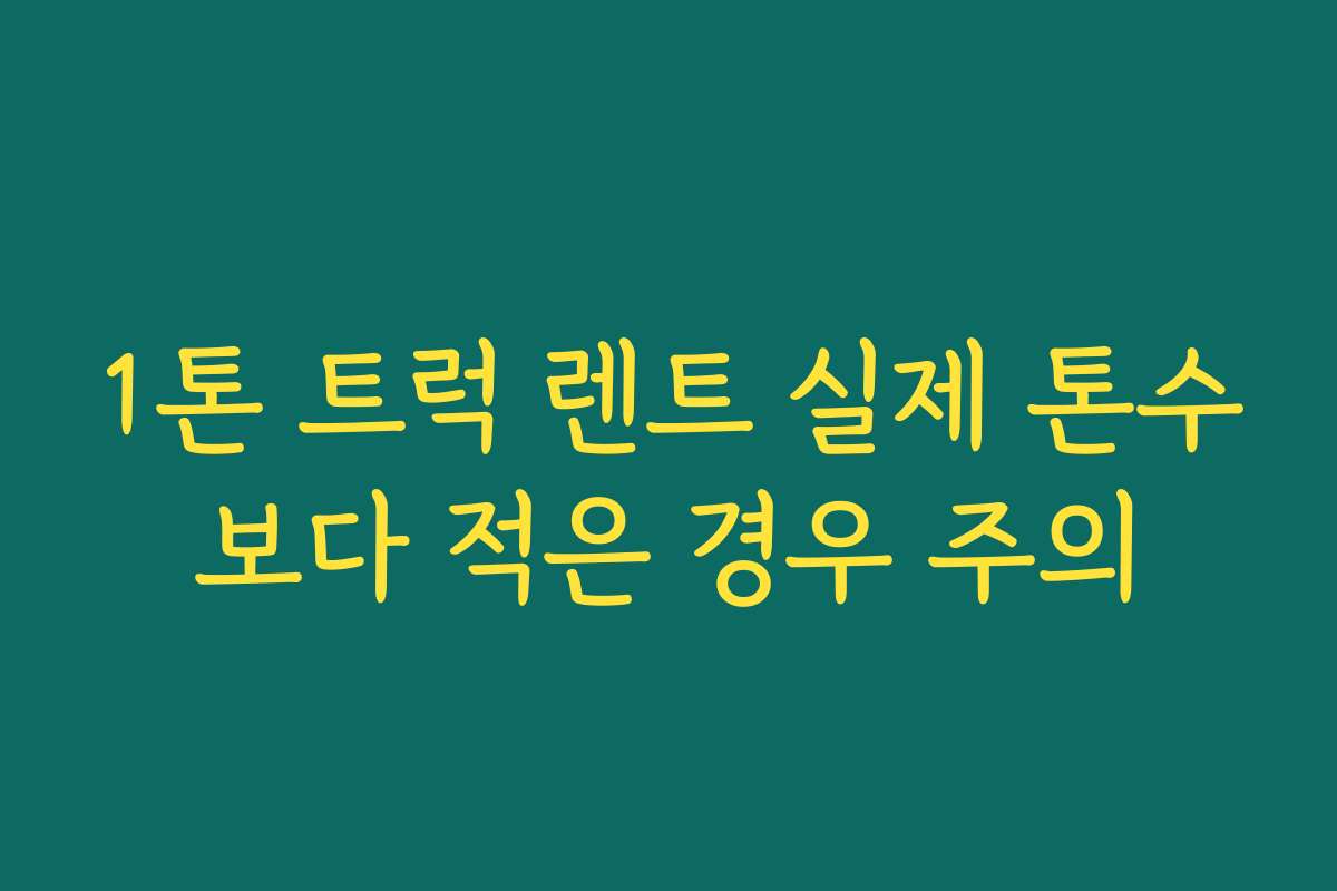 1톤 트럭 렌트 실제 톤수보다 적은 경우 주의