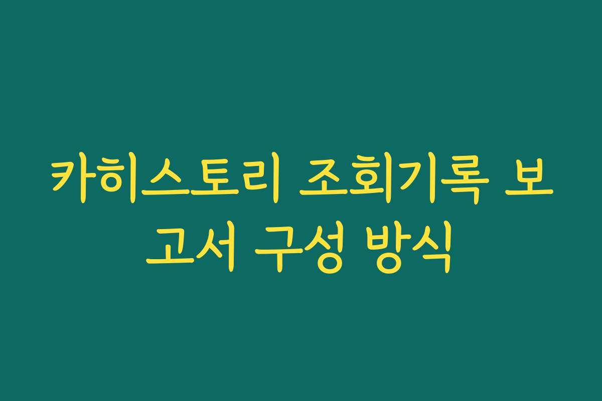 카히스토리 조회기록 보고서 구성 방식 카히스토리 조회기록 보고서 구성 방식