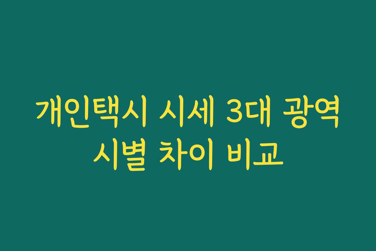 개인택시 시세 3대 광역시별 차이 비교 개인택시 시세 3대 광역시별 차이 비교