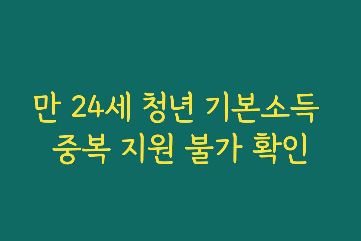 만 24세 청년 기본소득 중복 지원 불가 확인