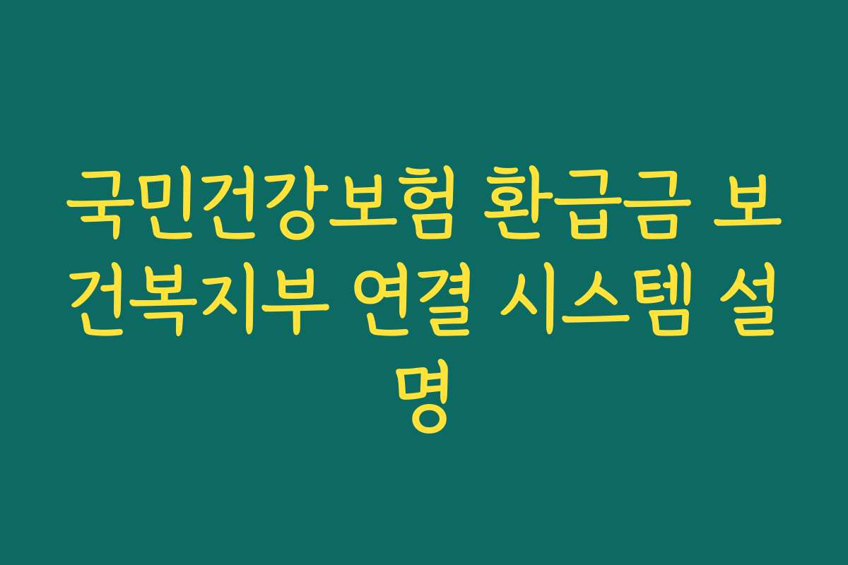 국민건강보험 환급금 보건복지부 연결 시스템 설명