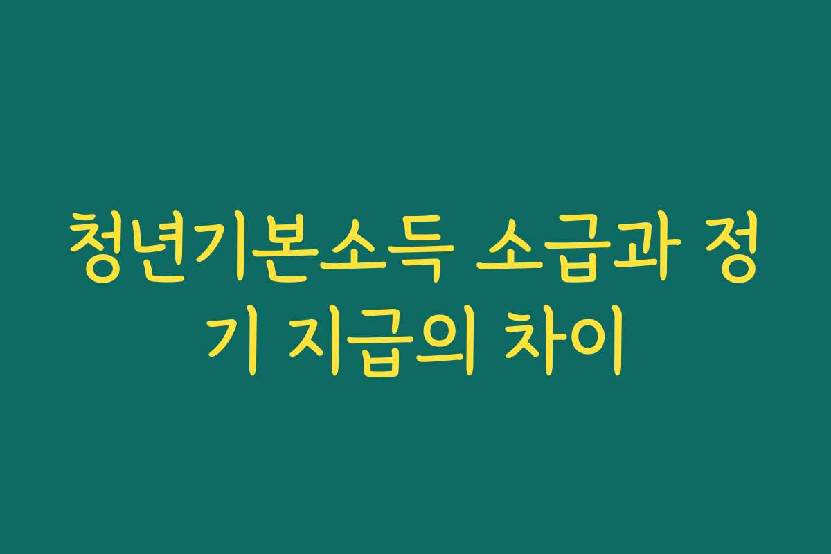 청년기본소득 소급과 정기 지급의 차이