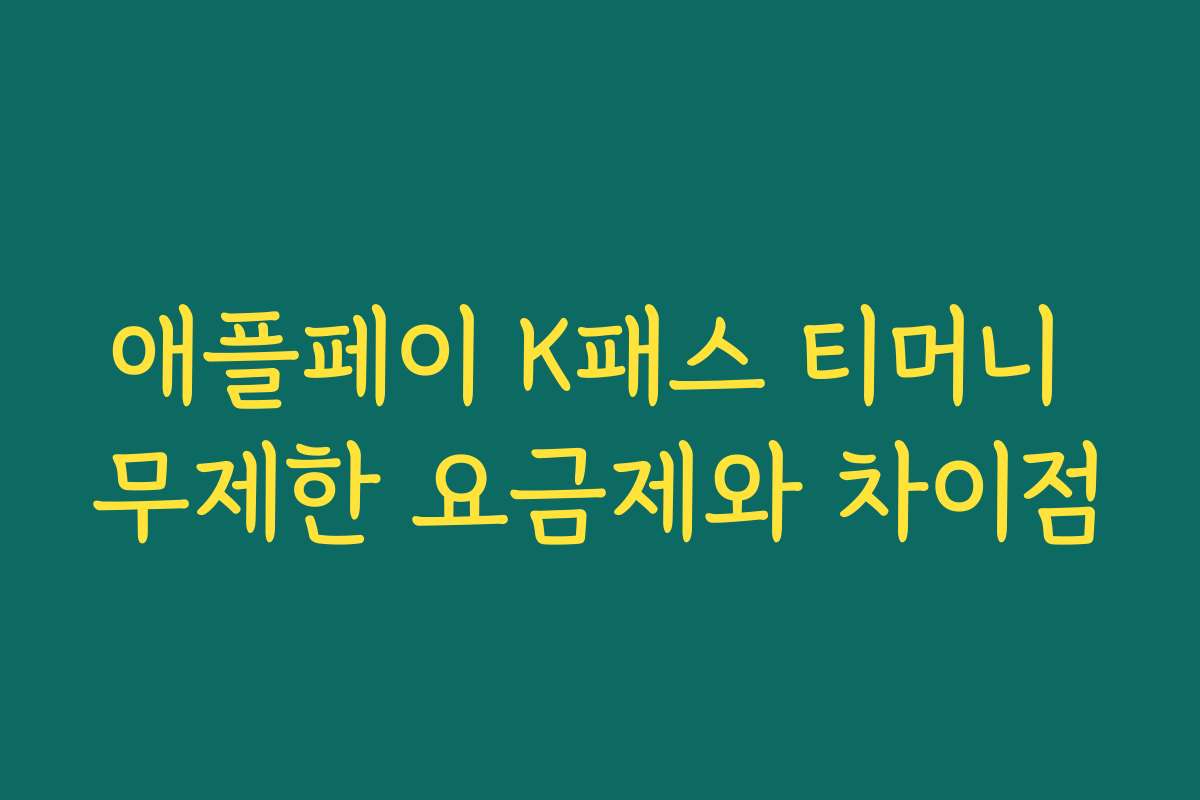 애플페이 K패스 티머니 무제한 요금제와 차이점 애플페이 K패스 티머니 무제한 요금제와 차이점