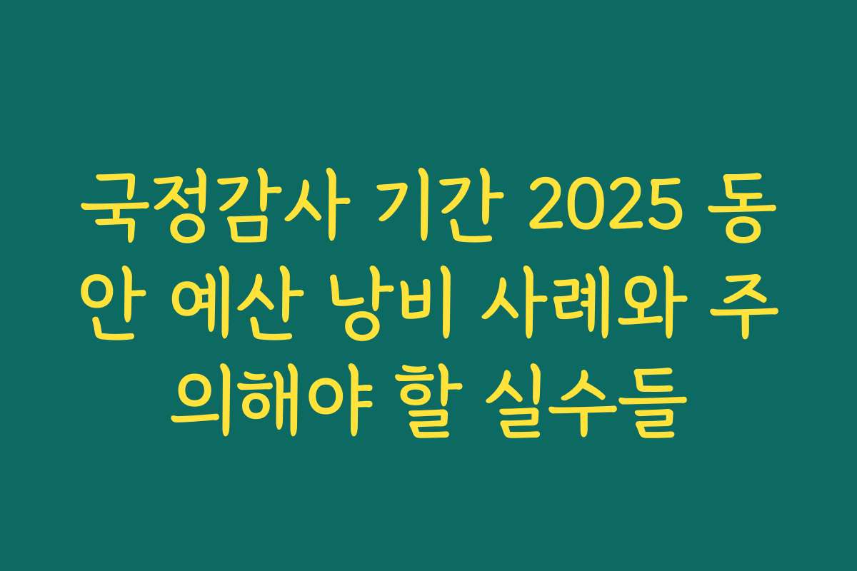 국정감사 기간 2025 동안 예산 낭비 사례와 주의해야 할 실수들