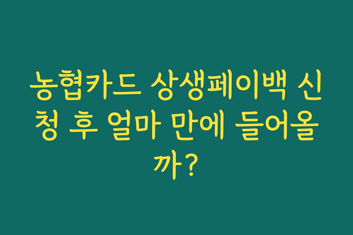 농협카드 상생페이백 신청 후 얼마 만에 들어올까? 농협카드 상생페이백 신청 후 얼마 만에 들어올까?