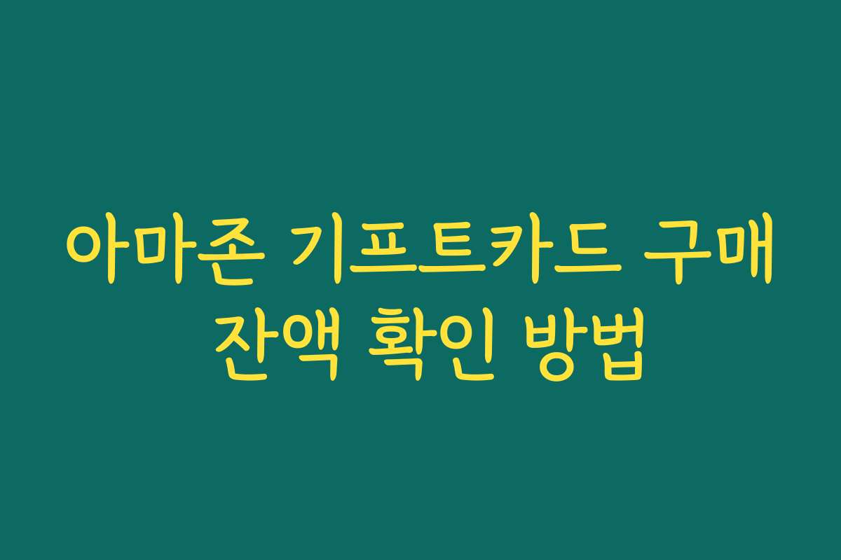 아마존 기프트카드 구매 잔액 확인 방법