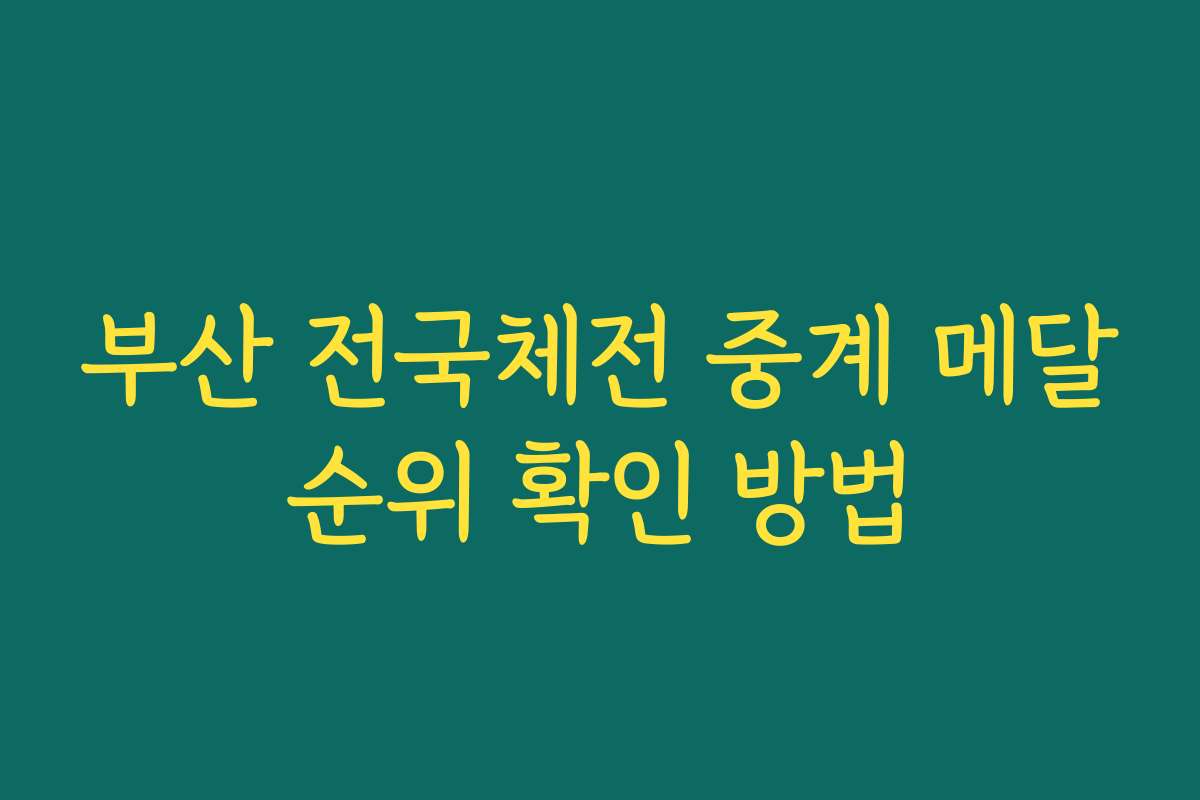부산 전국체전 중계 메달순위 확인 방법