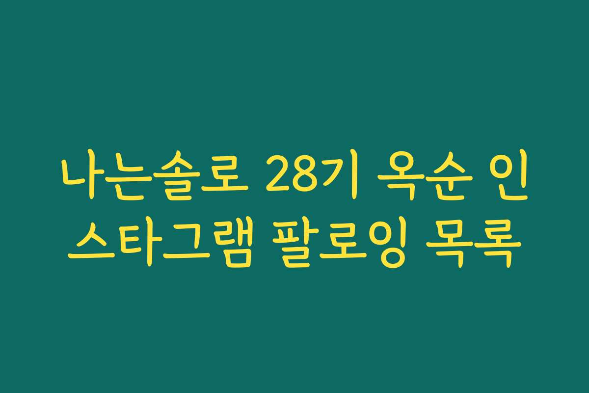 나는솔로 28기 옥순 인스타그램 팔로잉 목록