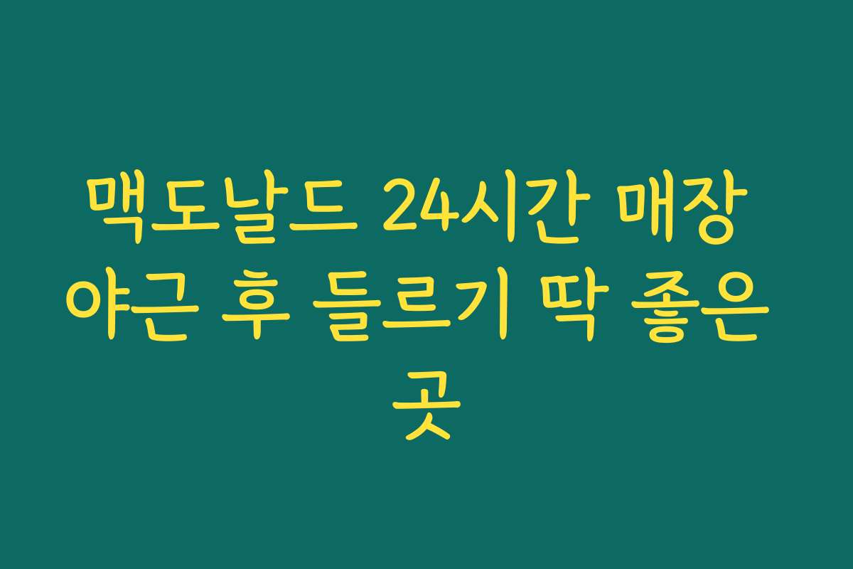 맥도날드 24시간 매장 야근 후 들르기 딱 좋은 곳 맥도날드 24시간 매장 야근 후 들르기 딱 좋은 곳