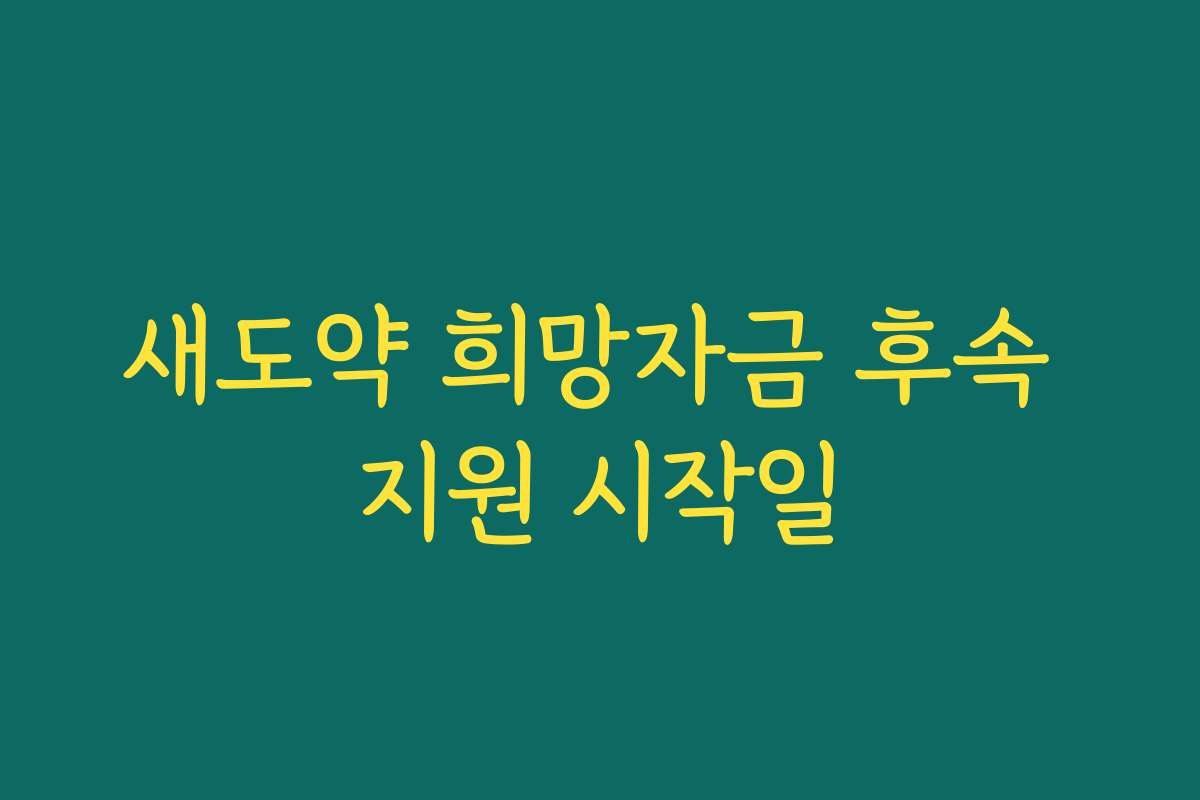 새도약 희망자금 후속 지원 시작일