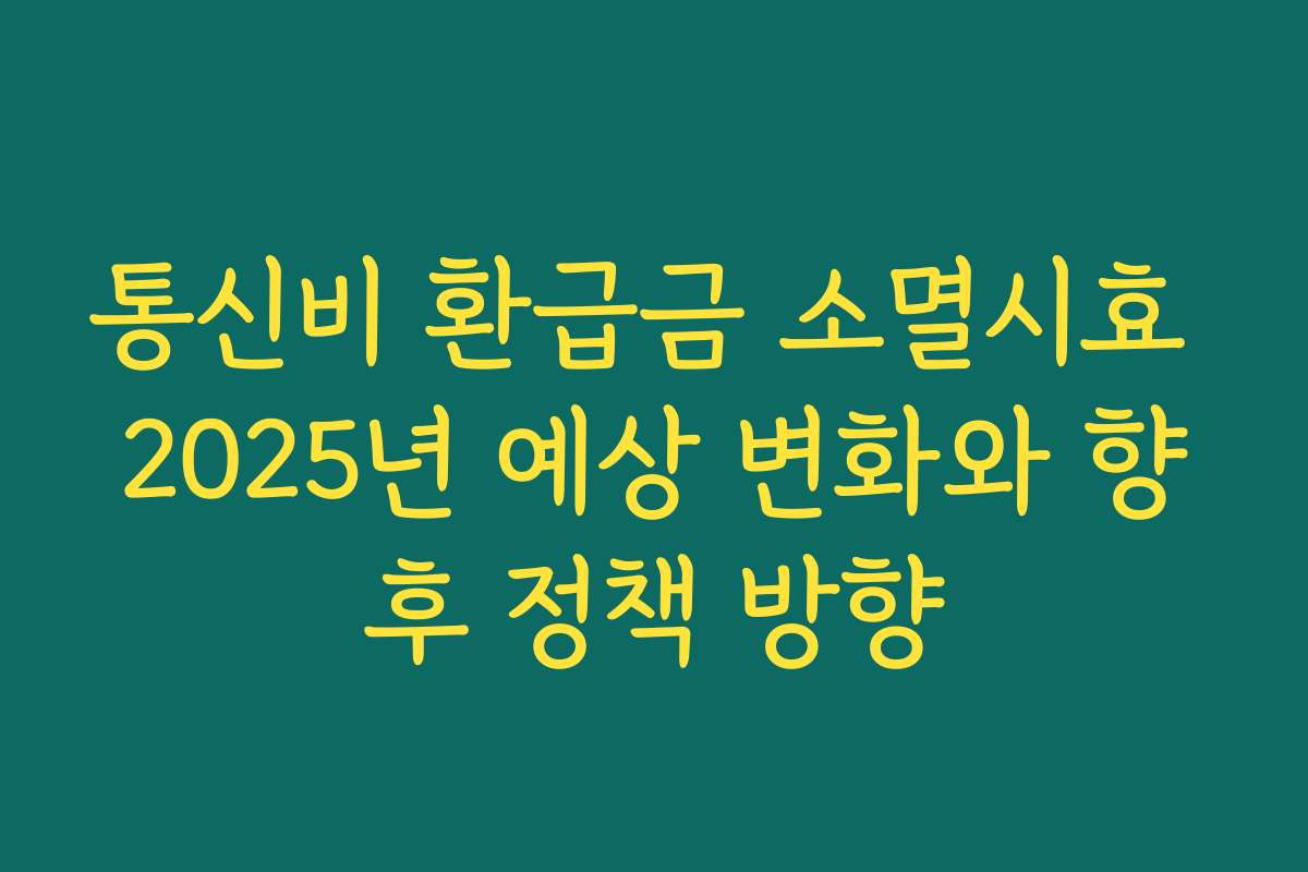 통신비 환급금 소멸시효 2025년 예상 변화와 향후 정책 방향