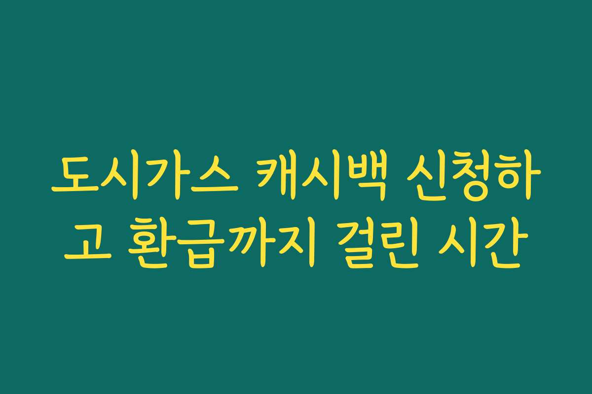 도시가스 캐시백 신청하고 환급까지 걸린 시간