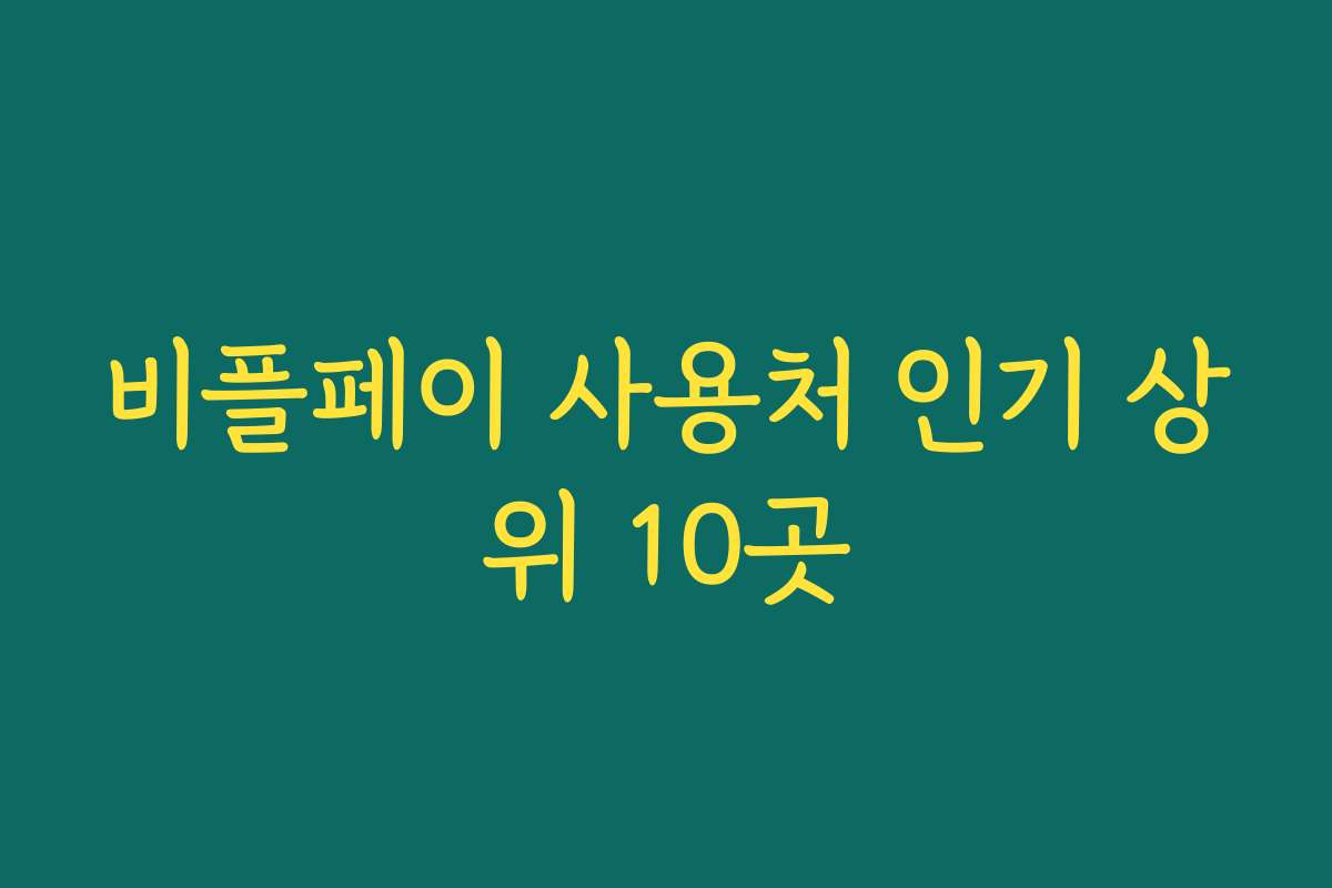 비플페이 사용처 인기 상위 10곳