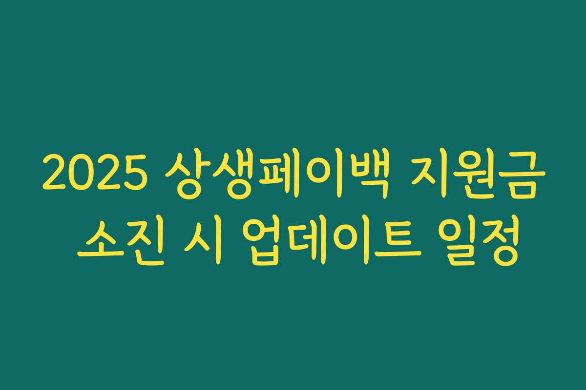 2025 상생페이백 지원금 소진 시 업데이트 일정 2025 상생페이백 지원금 소진 시 업데이트 일정