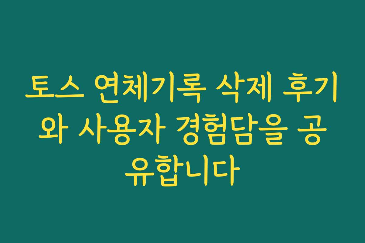 토스 연체기록 삭제 후기와 사용자 경험담을 공유합니다