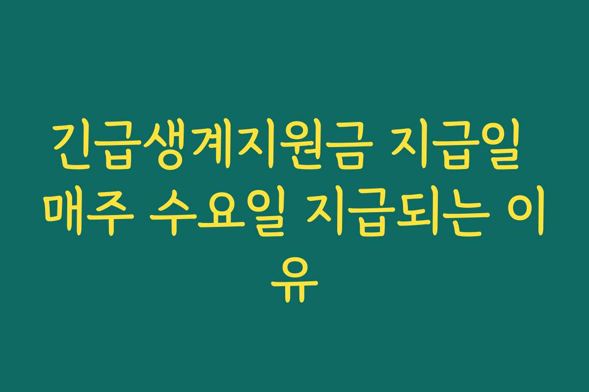 긴급생계지원금 지급일 매주 수요일 지급되는 이유 긴급생계지원금 지급일 매주 수요일 지급되는 이유