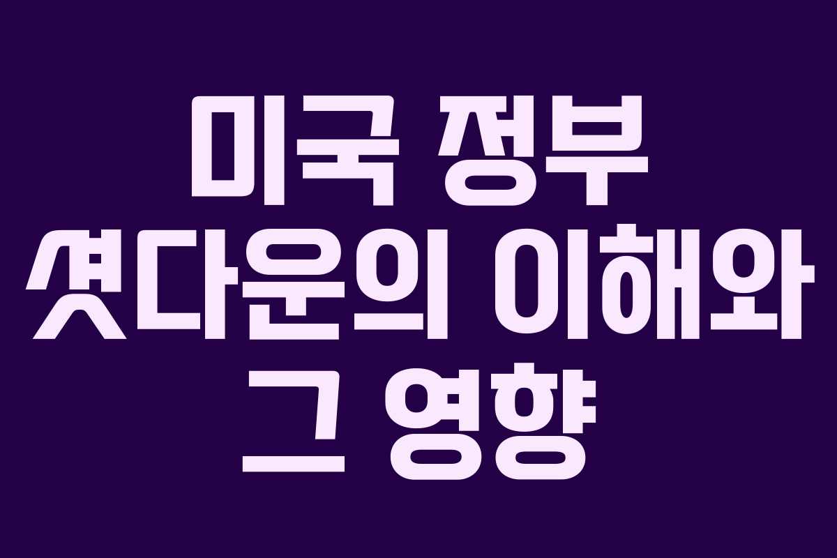 미국 정부 셧다운의 이해와 그 영향 미국 정부 셧다운의 이해와 그 영향