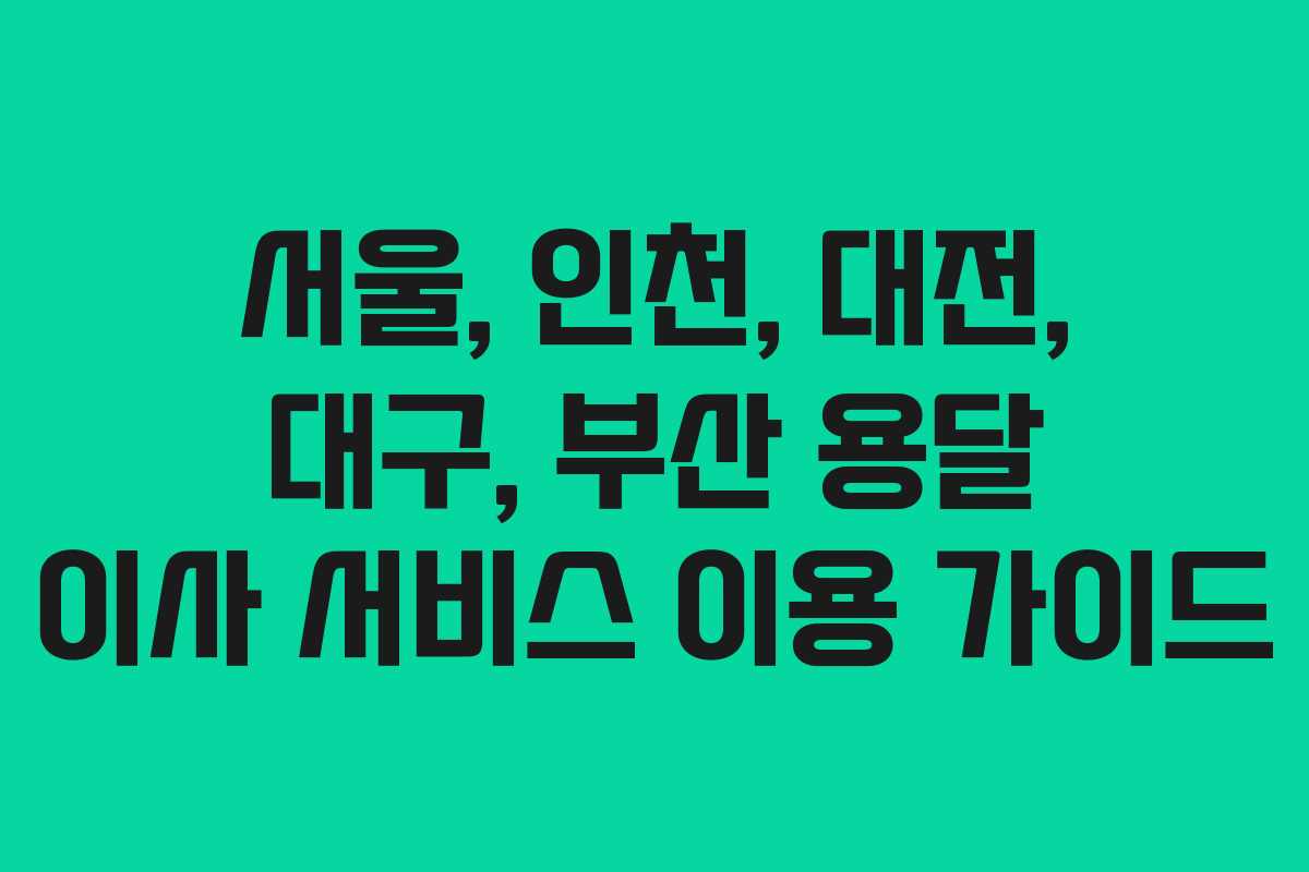 서울, 인천, 대전, 대구, 부산 용달 이사 서비스 이용 가이드 서울, 인천, 대전, 대구, 부산 용달 이사 서비스 이용 가이드
