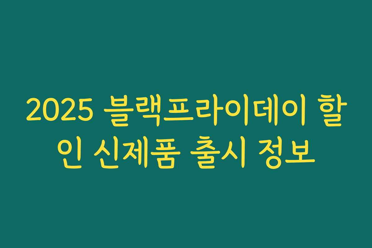 2025 블랙프라이데이 할인 신제품 출시 정보