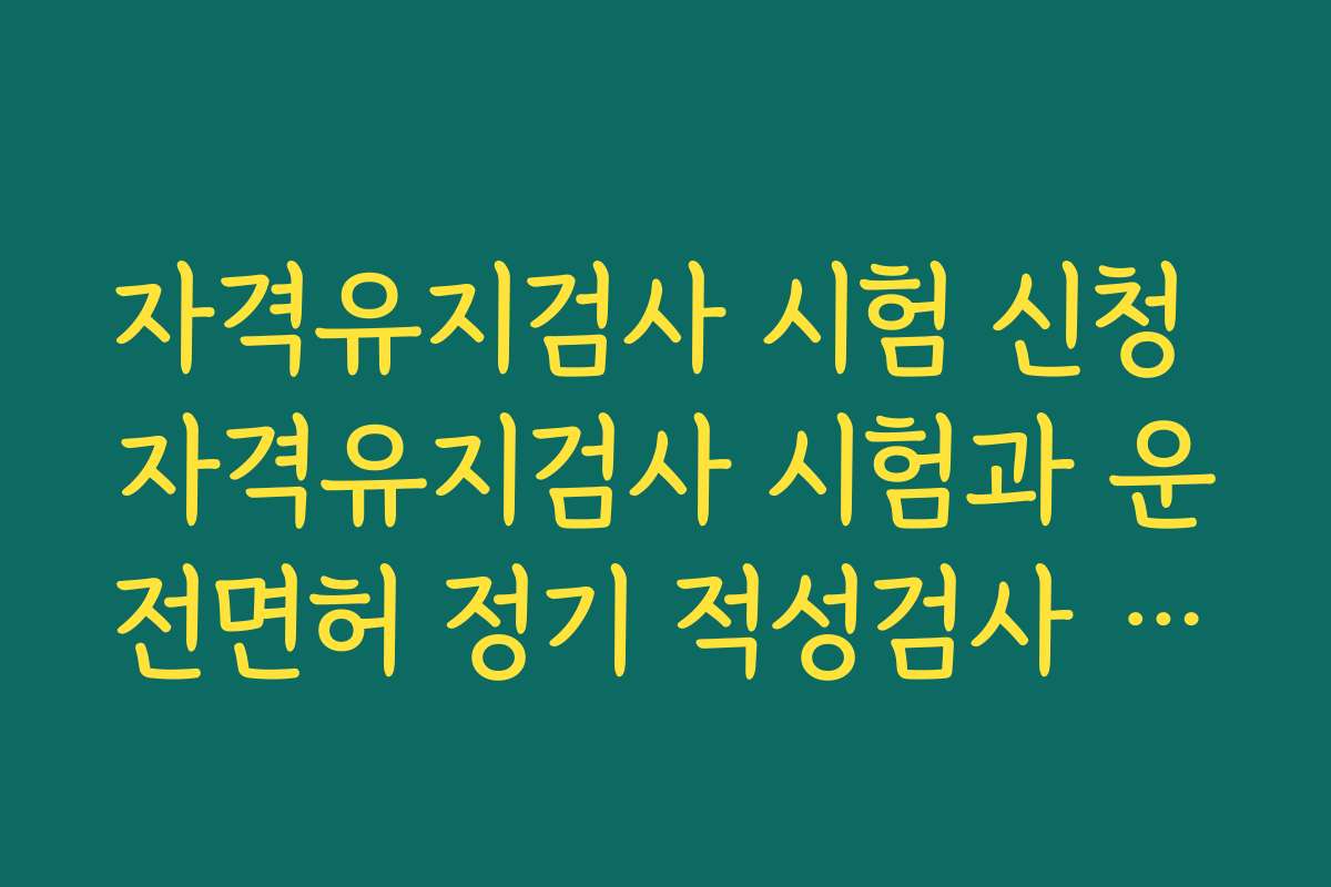 자격유지검사 시험 신청 자격유지검사 시험과 운전면허 정기 적성검사 차이 비교