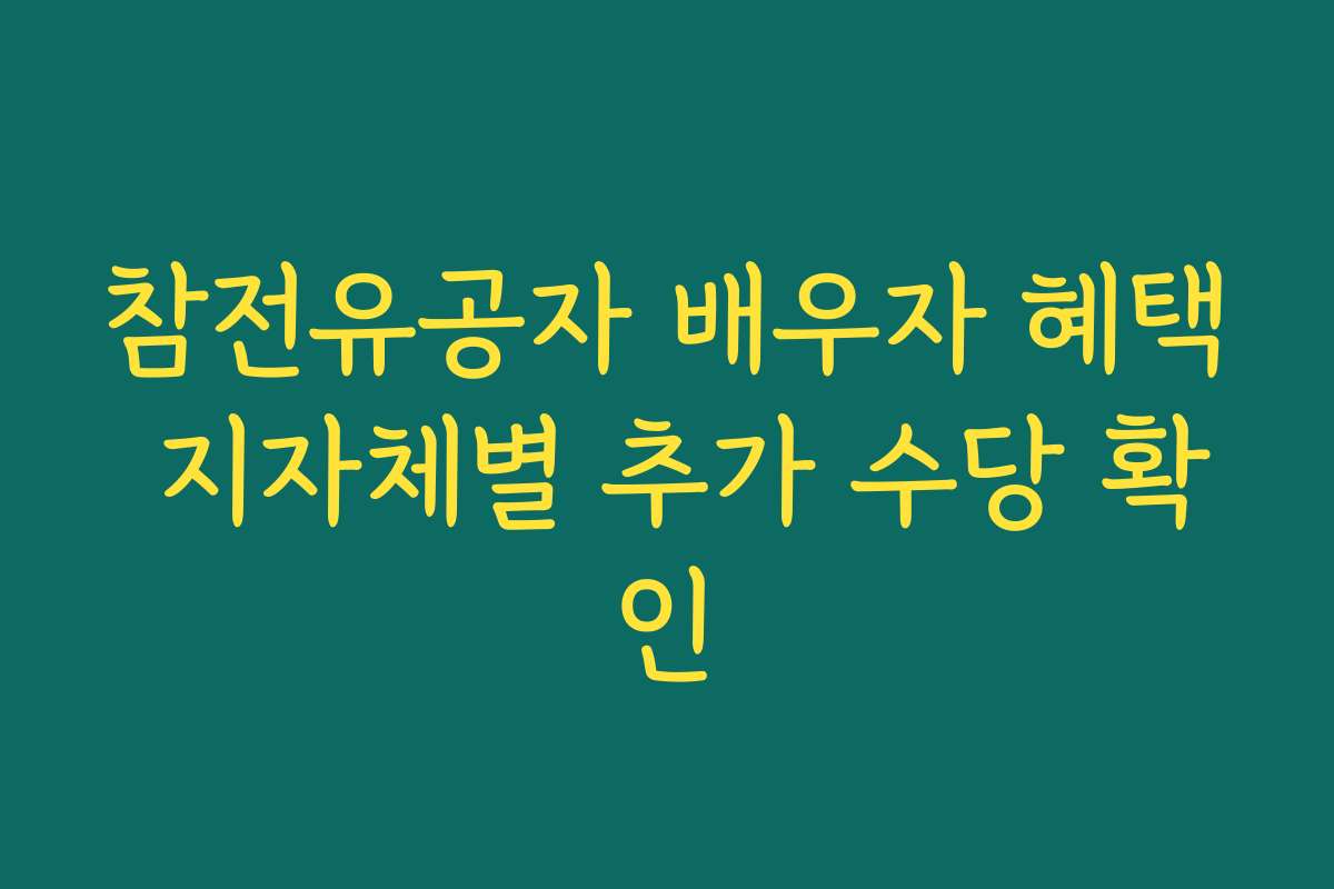참전유공자 배우자 혜택 지자체별 추가 수당 확인
