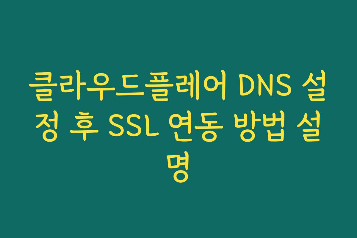 클라우드플레어 DNS 설정 후 SSL 연동 방법 설명