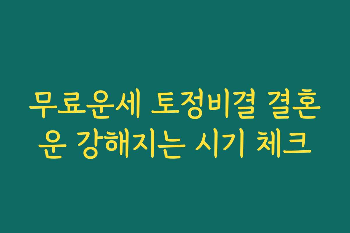 무료운세 토정비결 결혼운 강해지는 시기 체크