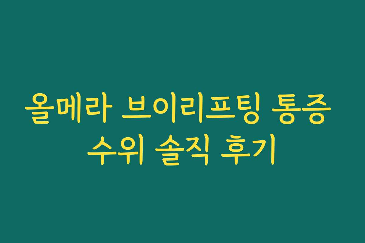 올메라 브이리프팅 통증 수위 솔직 후기