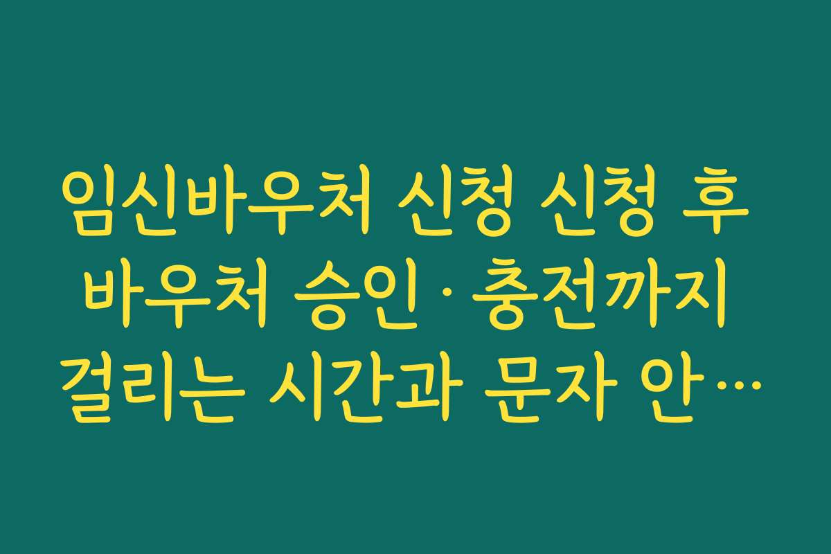임신바우처 신청 신청 후 바우처 승인·충전까지 걸리는 시간과 문자 안내 확인 요령