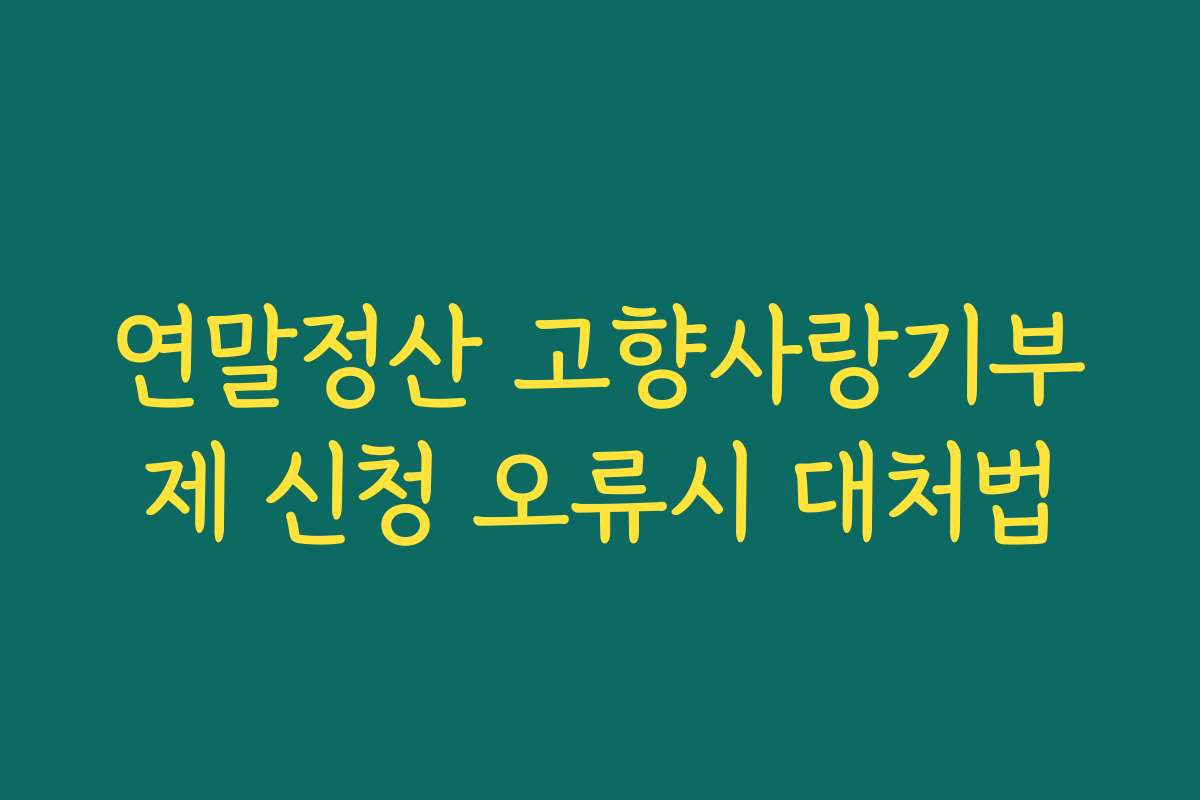 연말정산 고향사랑기부제 신청 오류시 대처법
