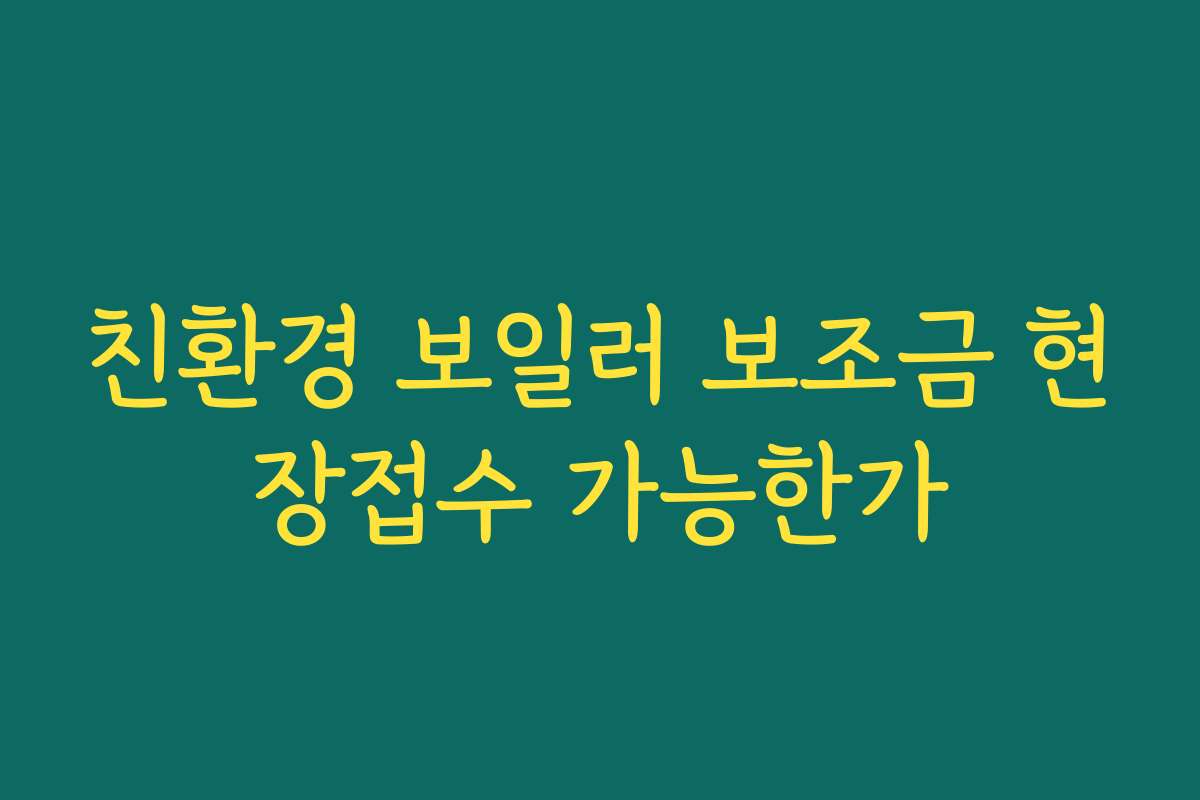 친환경 보일러 보조금 현장접수 가능한가