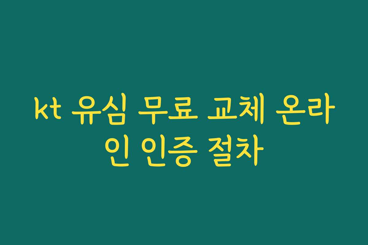 kt 유심 무료 교체 온라인 인증 절차