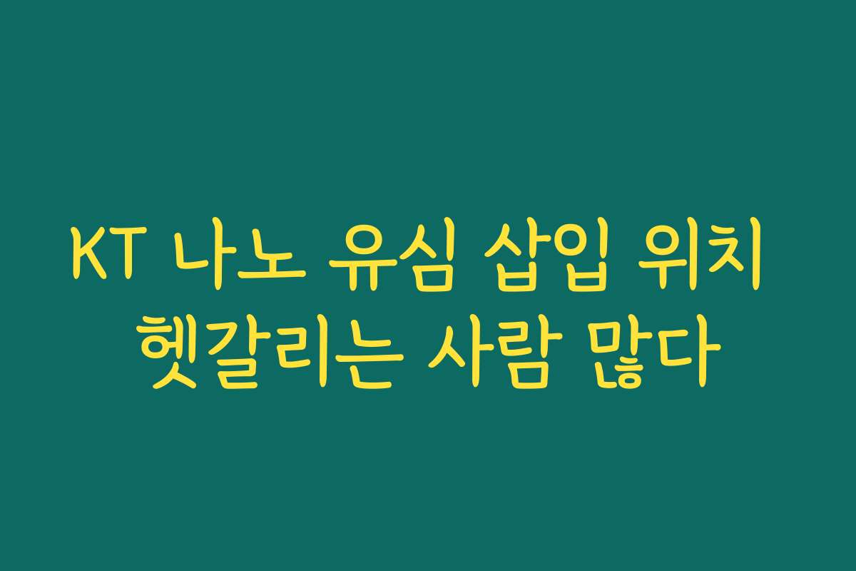 KT 나노 유심 삽입 위치 헷갈리는 사람 많다