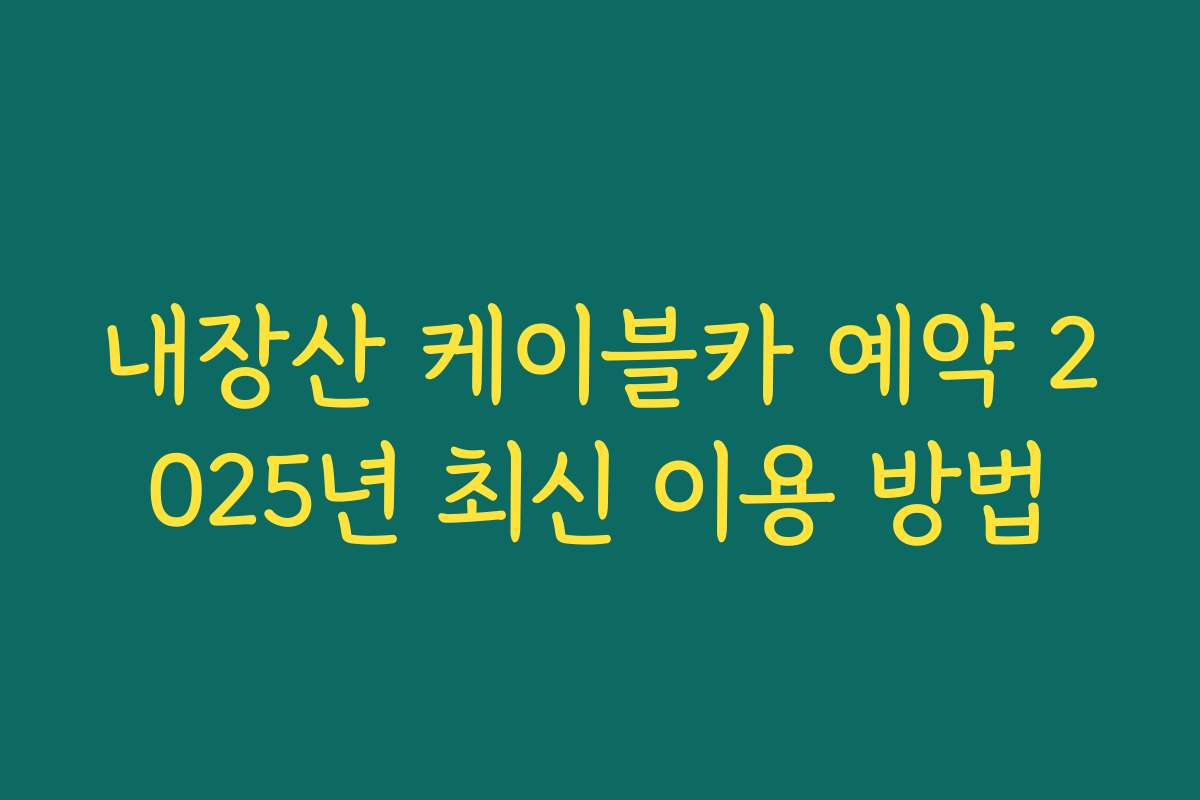 내장산 케이블카 예약 2025년 최신 이용 방법