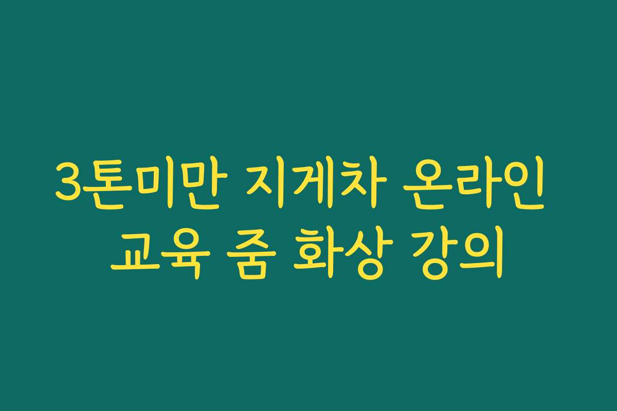 3톤미만 지게차 온라인 교육 줌 화상 강의