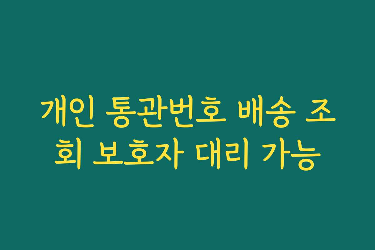 개인 통관번호 배송 조회 보호자 대리 가능
