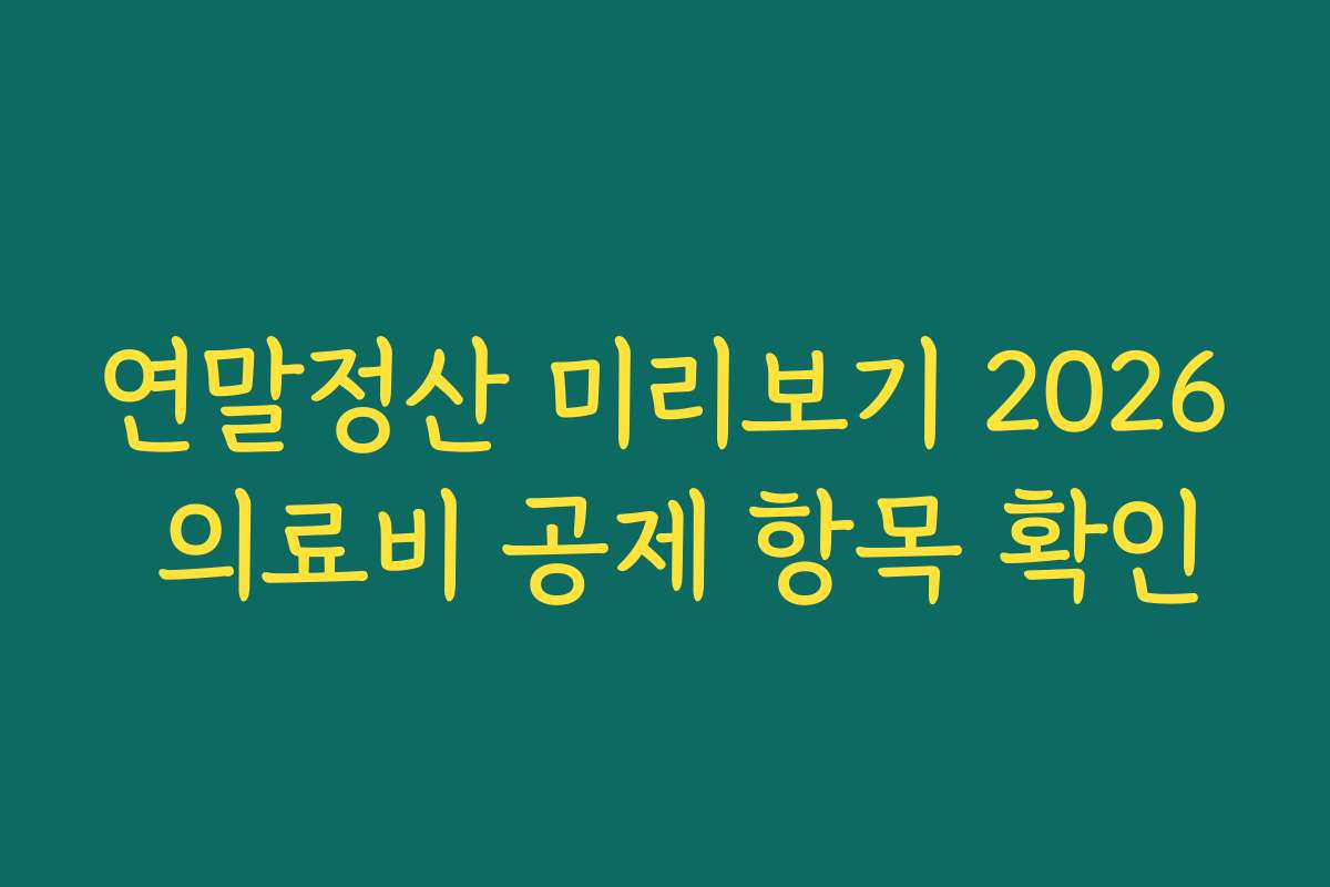 연말정산 미리보기 2026 의료비 공제 항목 확인