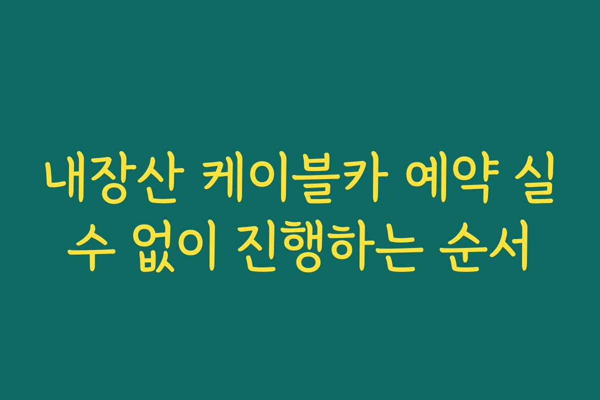 내장산 케이블카 예약 실수 없이 진행하는 순서