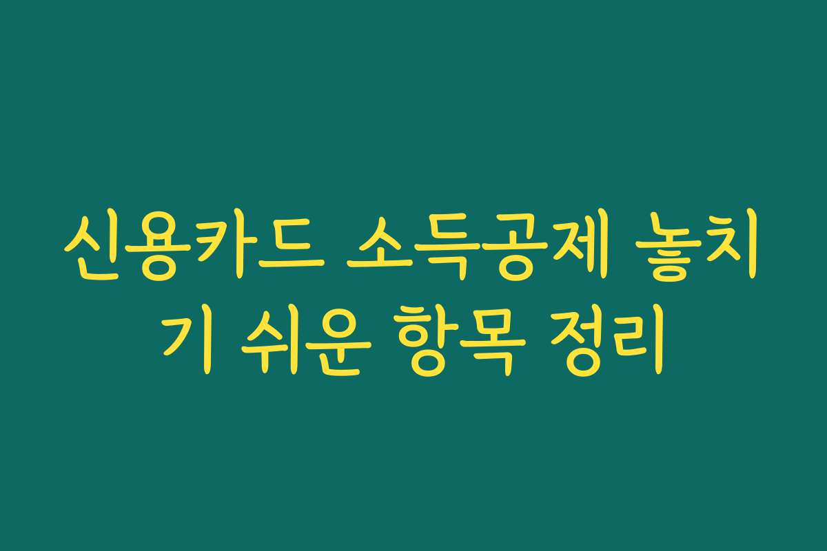 신용카드 소득공제 놓치기 쉬운 항목 정리