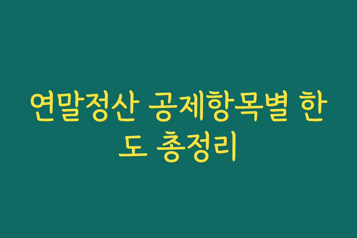 연말정산 공제항목별 한도 총정리