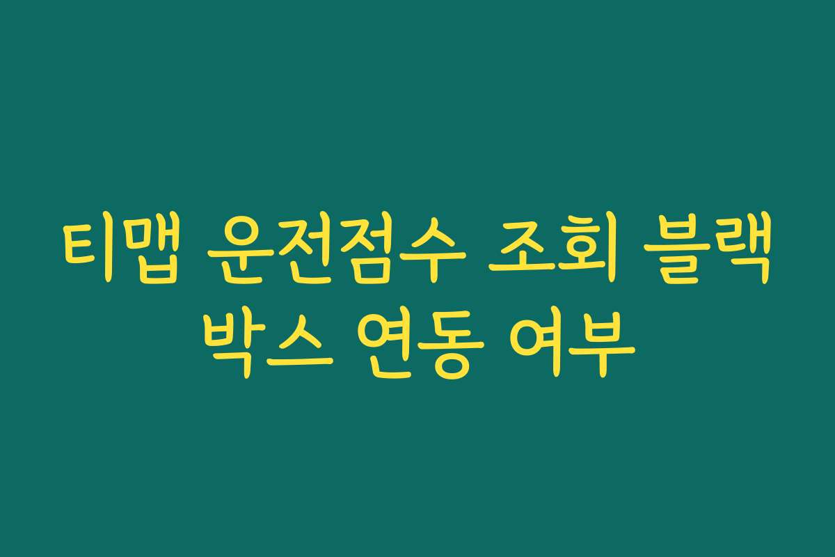 티맵 운전점수 조회 블랙박스 연동 여부