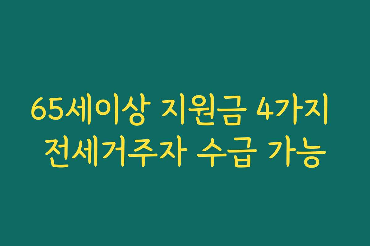 65세이상 지원금 4가지 전세거주자 수급 가능